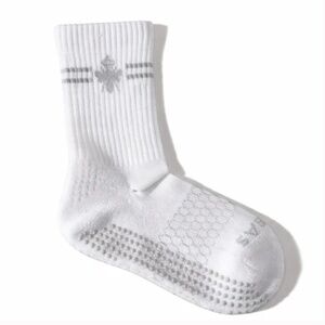 Bombas Gripper Half Calf Socks Women White Non-Slip Crew Pilates Yoga NEW